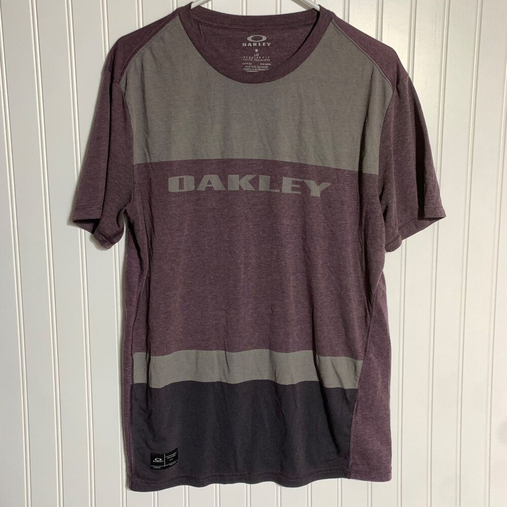 Oakley Size L Large T Shirt Purple Colorblock Men's Y2k Hydrolix